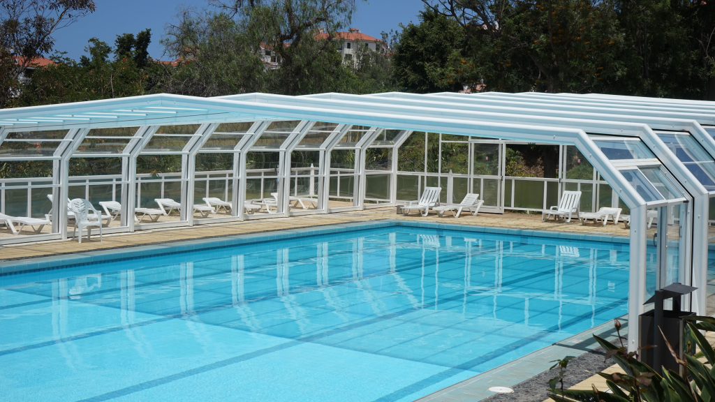 Commercial pool with a overhead cover